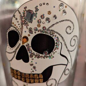 Dia de los Muertos (Day of the Dead) Halloween 20 oz. Glasses - Bedazzled Skulls